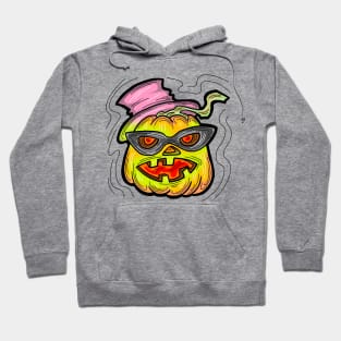 Scary Halloween pumpkin monster face head. Hoodie